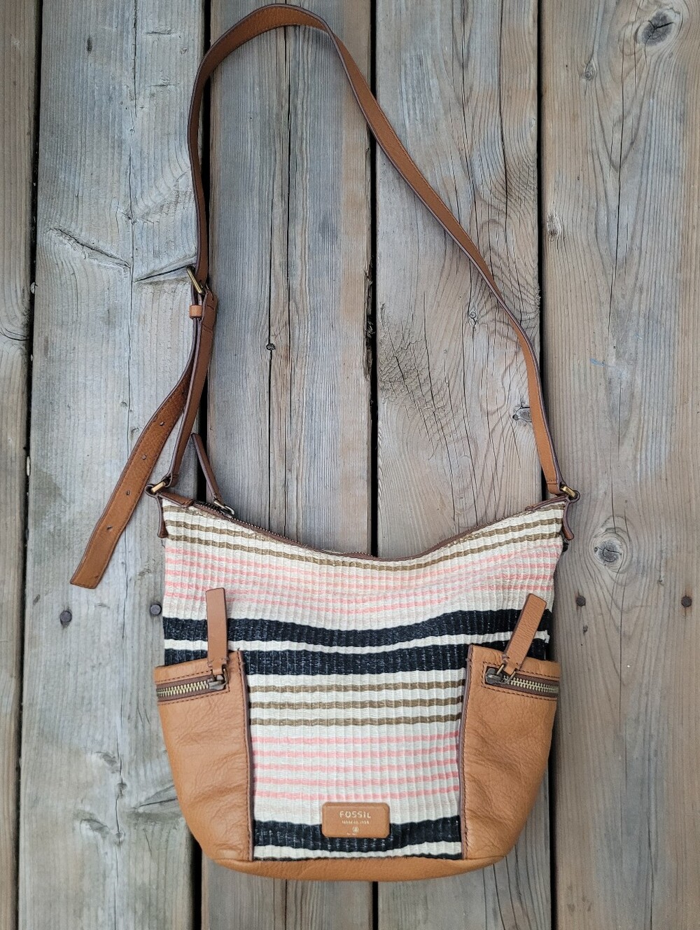 Fossil Striped Crossbody Bag